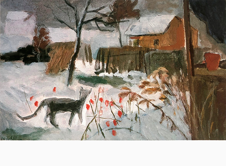 Katze winterlicher Garten Joseph Mader